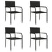 5 Piece Garden Dining Set Black Poly Rattan And Steel