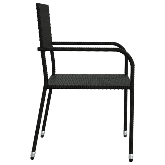 5 Piece Garden Dining Set Black Poly Rattan And Steel