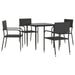 5 Piece Garden Dining Set Black Poly Rattan And Steel