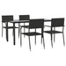 5 Piece Garden Dining Set Black Poly Rattan And Steel