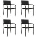 5 Piece Garden Dining Set Black Poly Rattan And Steel