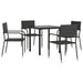 5 Piece Garden Dining Set Black Poly Rattan And Steel