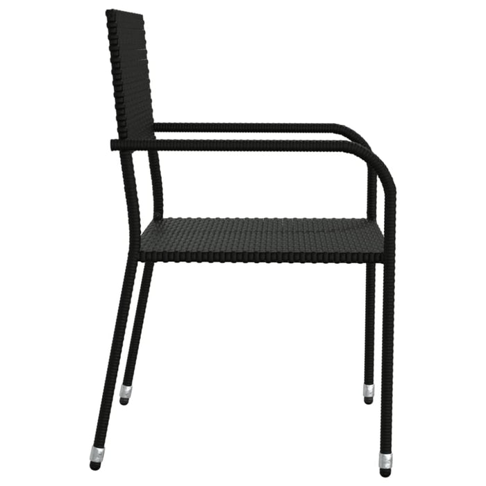 5 Piece Garden Dining Set Black Poly Rattan And Steel