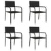5 Piece Garden Dining Set Black Poly Rattan And Steel