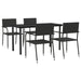 5 Piece Garden Dining Set Black Poly Rattan And Steel