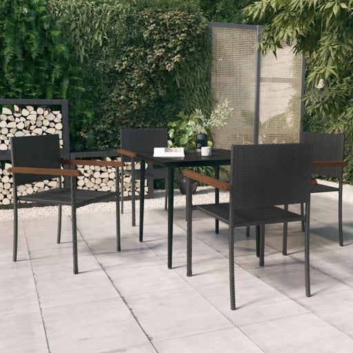 5 Piece Garden Dining Set Black Tbkkaxb