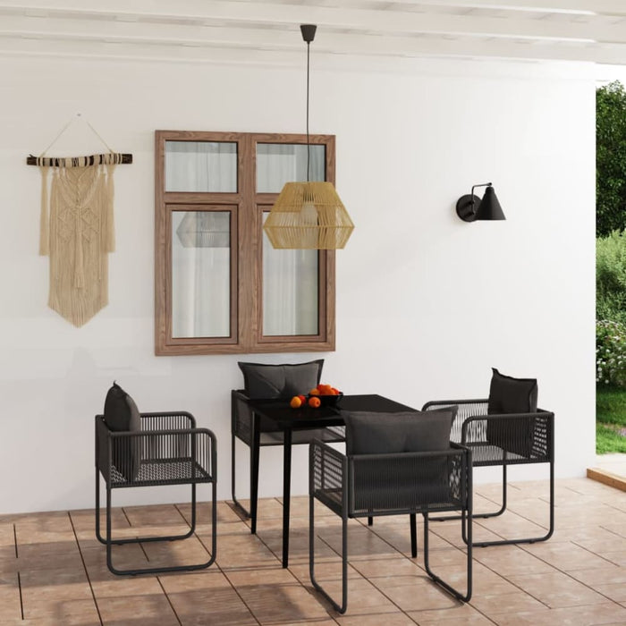 5 Piece Garden Dining Set Black Tbkkbna