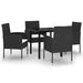 5 Piece Garden Dining Set Black Tbkklbx