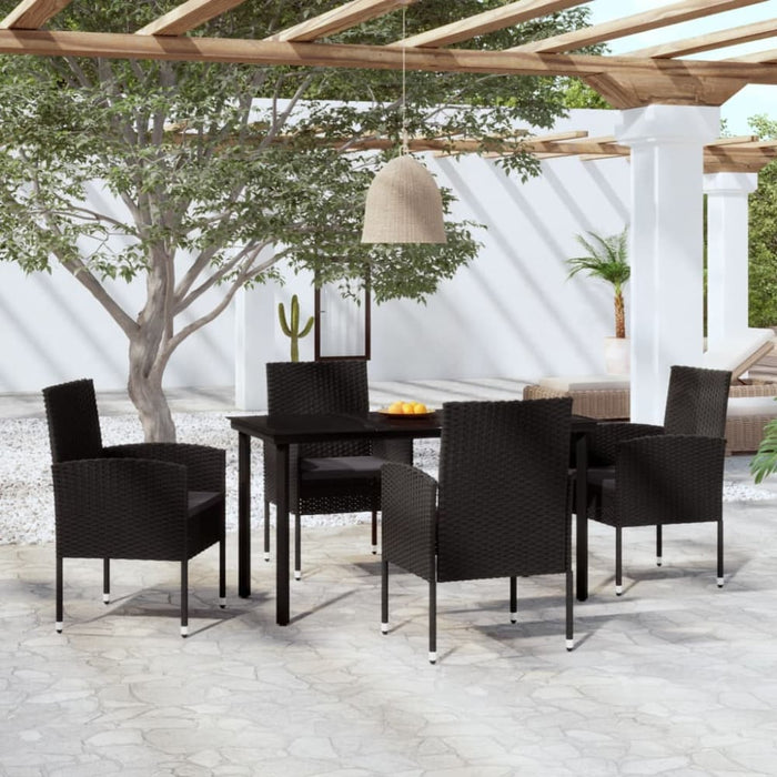 5 Piece Garden Dining Set Black Tbkklop