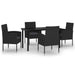 5 Piece Garden Dining Set Black Tbkklop