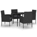 5 Piece Garden Dining Set Black Tbkkltx