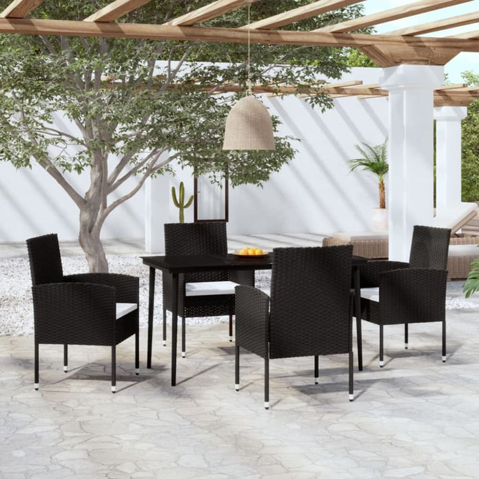 5 Piece Garden Dining Set Black Tbkklxo