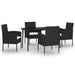 5 Piece Garden Dining Set Black Tbkklxo