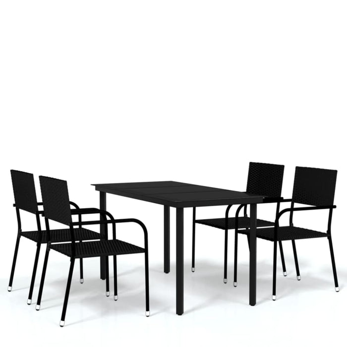 5 Piece Garden Dining Set Black Tbkkpik