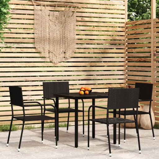 5 Piece Garden Dining Set Black Tbkkpin