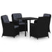 5 Piece Garden Dining Set Black Tbkkplb