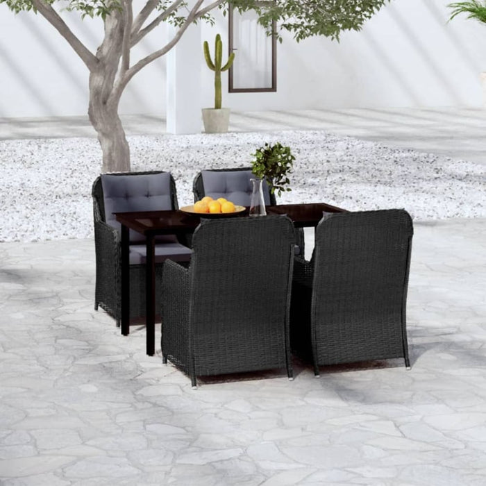 5 Piece Garden Dining Set Black Tbkkplo