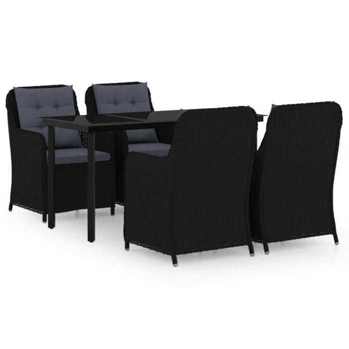 5 Piece Garden Dining Set Black Tbkkplo