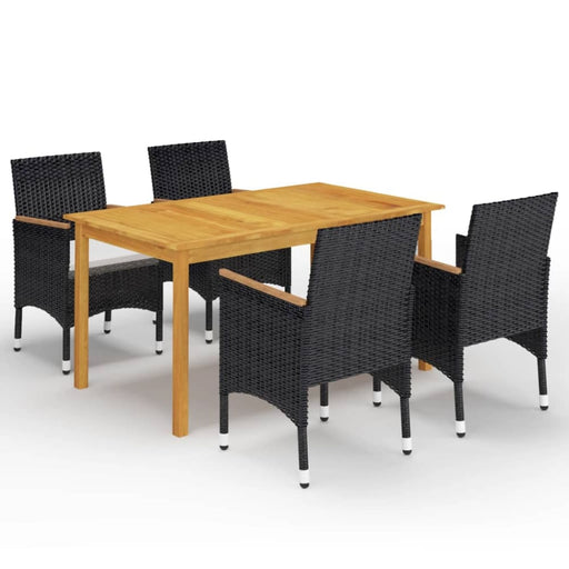5 Piece Garden Dining Set Black Tbliilk