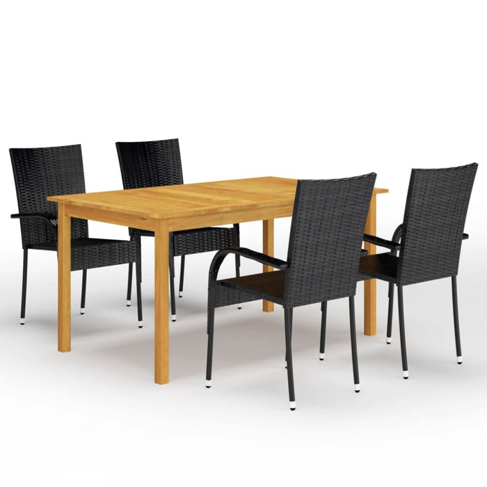 5 Piece Garden Dining Set Black Tbliina