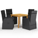5 Piece Garden Dining Set Black Tbliixo