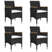 5 Piece Garden Dining Set Black Tblilii