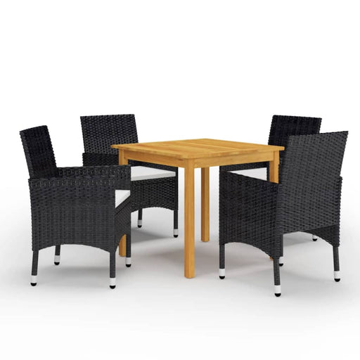 5 Piece Garden Dining Set Black Tblilio
