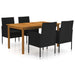 5 Piece Garden Dining Set Black Tblinta