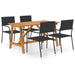 5 Piece Garden Dining Set Black Tblniii