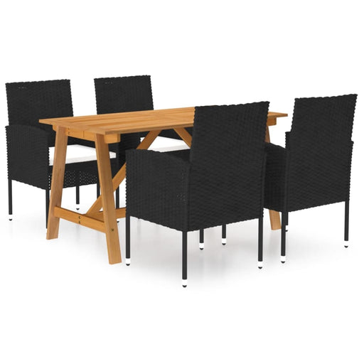 5 Piece Garden Dining Set Black Tblniik