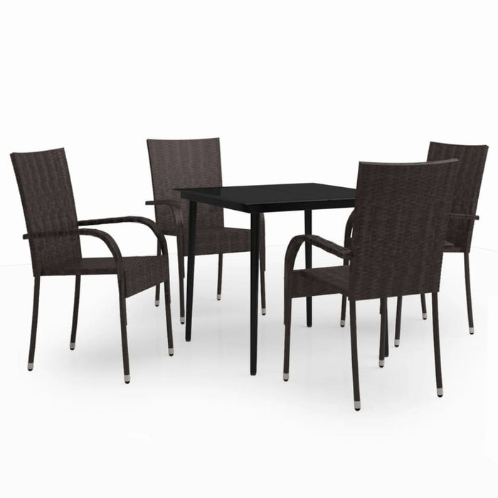 5 Piece Garden Dining Set Brown and Black Tbkkabx