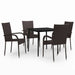 5 Piece Garden Dining Set Brown and Black Tbkkabx