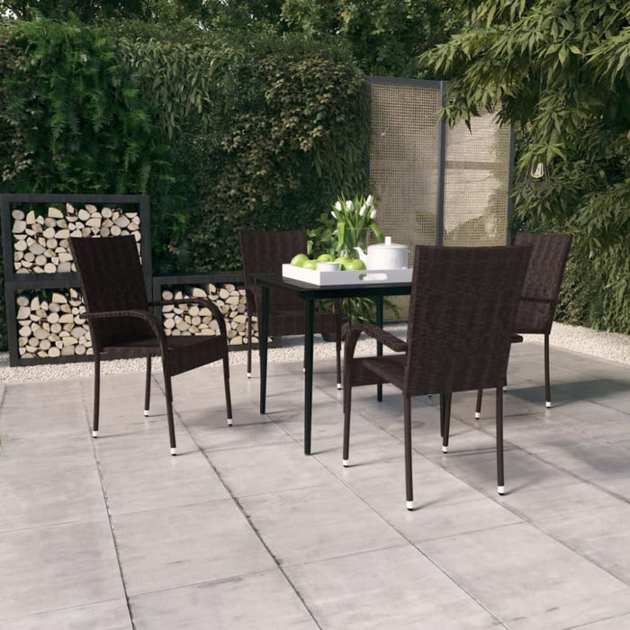5 Piece Garden Dining Set Brown and Black Tbkkabx
