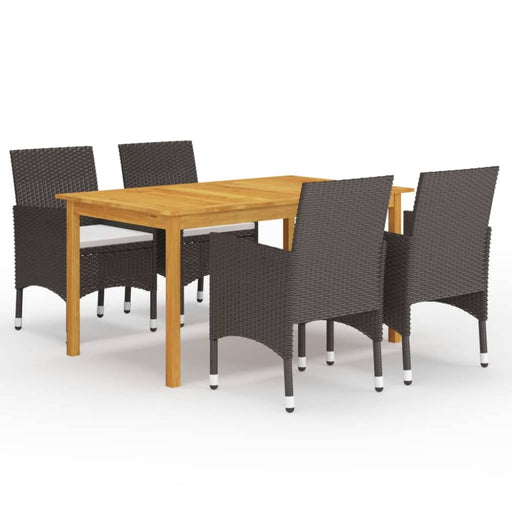 5 Piece Garden Dining Set Brown Tbliila