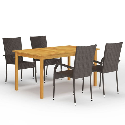 5 Piece Garden Dining Set Brown Tbliint