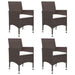 5 Piece Garden Dining Set Brown Tblilia