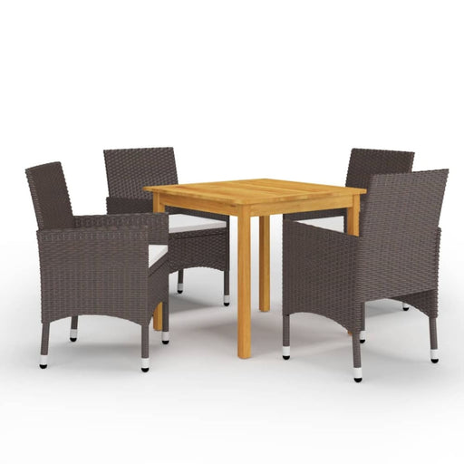 5 Piece Garden Dining Set Brown Tblilia