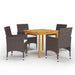 5 Piece Garden Dining Set Brown Tblilia