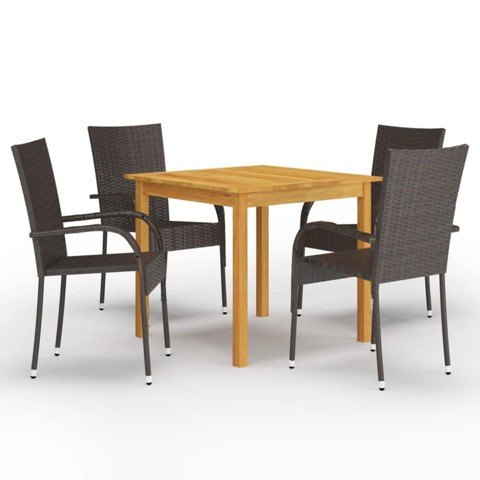5 Piece Garden Dining Set Brown Tblilkx