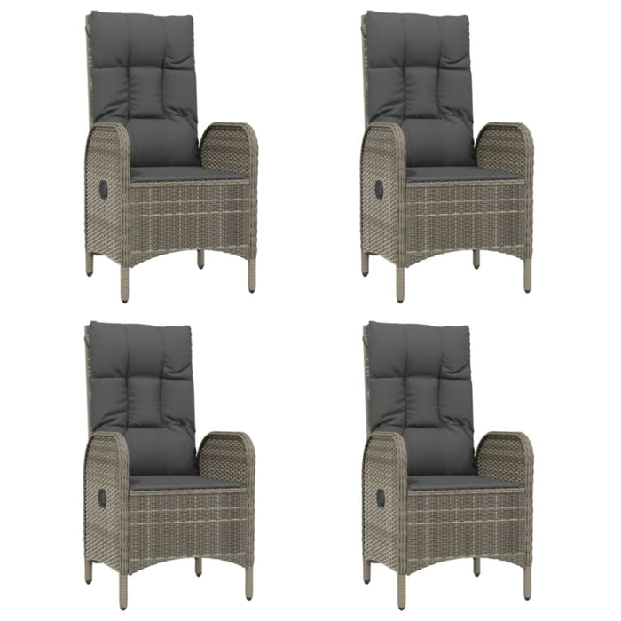 5 Piece Garden Dining Set with Cushions Black and Grey Poly