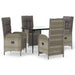5 Piece Garden Dining Set with Cushions Black and Grey Poly