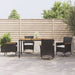 5 Piece Garden Dining Set With Cushions Black Poly Rattan