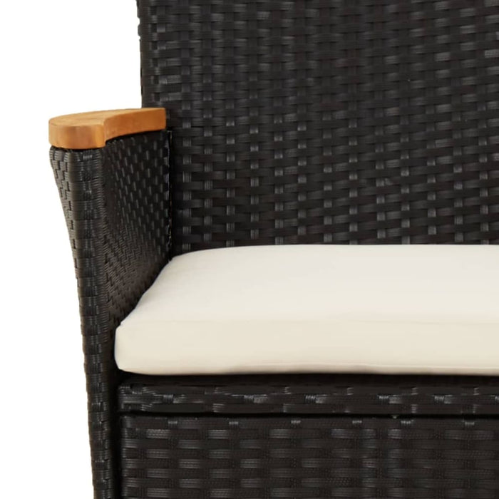 5 Piece Garden Dining Set With Cushions Black Poly Rattan