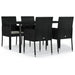 5 Piece Garden Dining Set with Cushions Black Poly Rattan