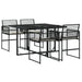 5 Piece Garden Dining Set With Cushions Black Poly Rattan