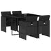 5 Piece Garden Dining Set with Cushions Black Poly Rattan