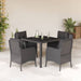 5 Piece Garden Dining Set with Cushions Black Poly Rattan