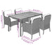 5 Piece Garden Dining Set with Cushions Black Poly Rattan