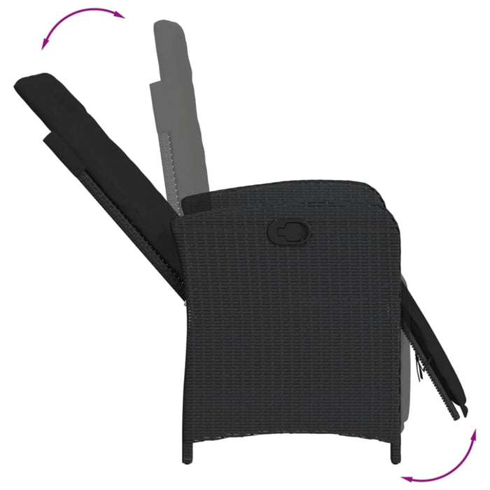 5 Piece Garden Dining Set With Cushions Black Poly Rattan