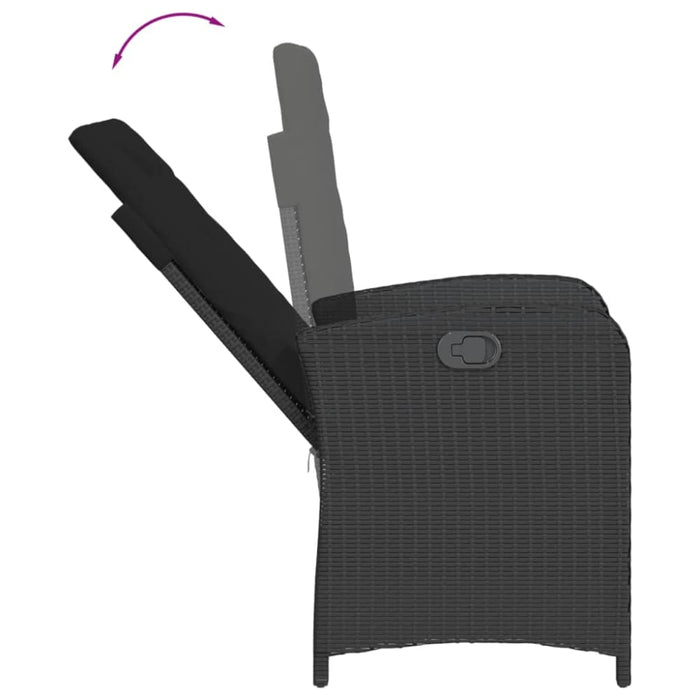 5 Piece Garden Dining Set With Cushions Black Poly Rattan